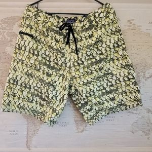 Patagonia wave farer board shorts reptile design